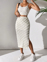 Women Summer Fashionable Simple Spaghetti Strap Midi Dress & Skirt Set